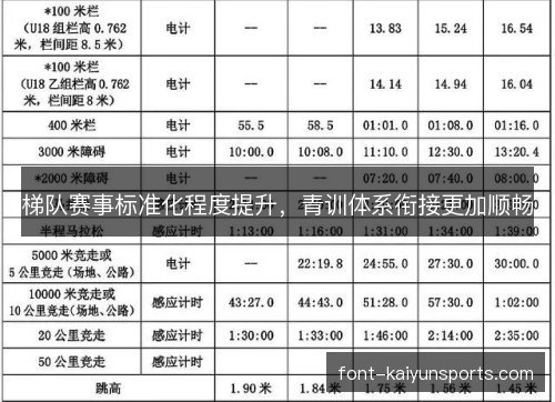 梯队赛事标准化程度提升，青训体系衔接更加顺畅